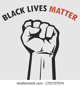 Hand symbol for black lives matter protest in USA to stop violence to black people. Fight for human right of Black People in U.S. America.