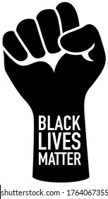 Hand symbol for black lives matter protest to stop violence to black people. Fight for human right of Black People. Vector illustration.