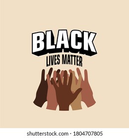 Hand symbol for black lives matter protest to stop violence to black people. Social poster, banner. Stop racism police violence. I can't breathe. Flat vector illustration