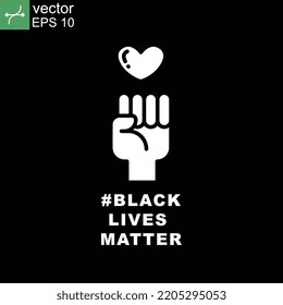 Hand symbol for black lives matter protest in USA to stop violence to black people in U.S. America. Fight for human right Simple pictogram,stroke Vector illustration. Design on black background. EPS10