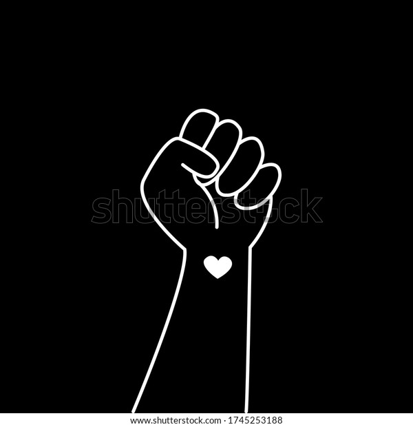 Hand symbol for black lives\
matter protest in USA to stop violence to black people. Fight for\
human right of Black People in U.S. America. Flat style\
vector