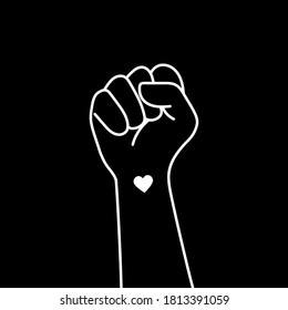 Hand symbol for black people protesting against the problem to stop violence against black people. Fight for the rights of black people. Vector design