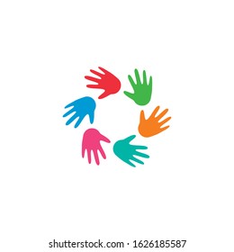 Hand symbol community care logo vector illustration design 
