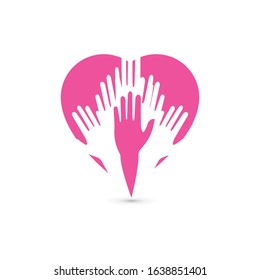 Hand symbol community care logo vector illustration design