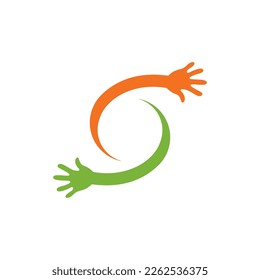 Hand symbol community care logo vector illustration design 