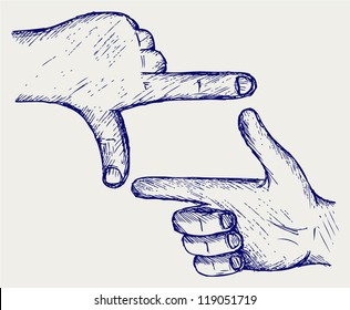 Hand, symbol frame. Doodle style