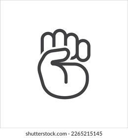 Hand symbol. Hand gesture linear icon. Hand geometric style icon. Hand sign language icon. Vector illustration