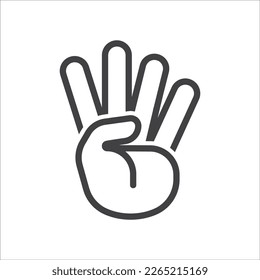 Handzeichen. Zeige ein lineares Gesten-Symbol. Hand-geometrisches Symbol. Handzeichen-Sprachsymbol. Vektorgrafik