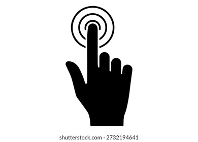 hand symbol indicates touchscreen interaction, clicking, or selection with a finger