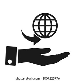 hand symbol internet globe sign icon