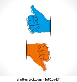 hand symbol like or unlike , thumb up or thumb down vector