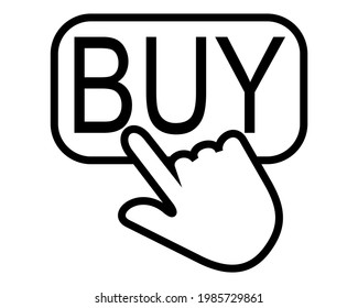 Hand symbol logo icon with the words Buy. click buy here. perfect pixel