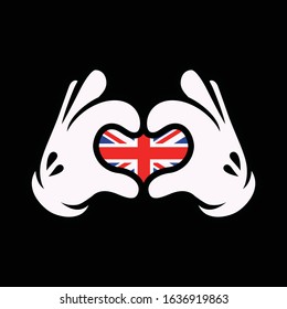 Hand Symbol of Love United Kingdom Graphic Illustration Vector Art T-shirt Design