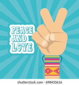 hand symbol peace and love symbol hippie concept