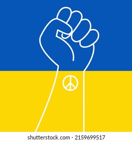 Hand symbol with peace symbol for stand with Ukraine concept in flat style vector. 