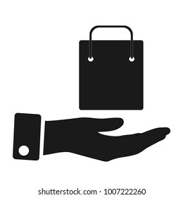 hand symbol shopping bag sign icon