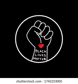 Hand symbol with text black lives matter protest in USA to stop violence to black people. Fight for human right of Black People in U.S. America. Flat style vector