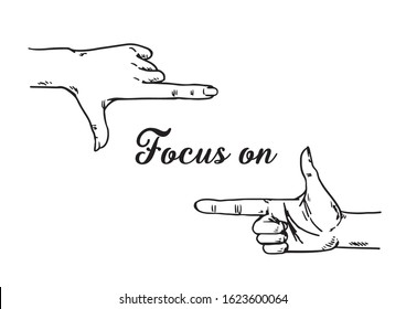 Hand symbol that means frame on white background.