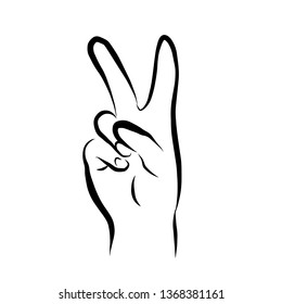 Hand symbol with two fingers up