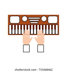 hand with synthesizer electronic instrument keyboard