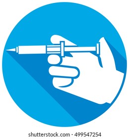 hand with syringe flat icon