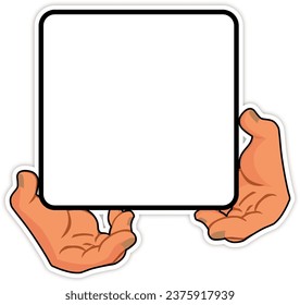 hand and tablet cartoon illustration background mock up