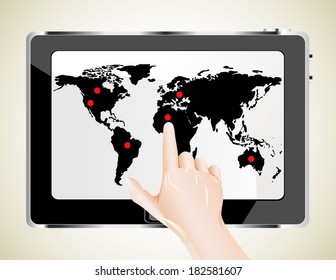 Hand with tablet computer.