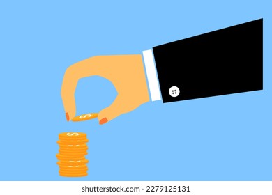 hand take a coin from stack, illustration of investing dollar cost average
