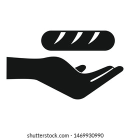 Hand take donate bread icon. Simple illustration of hand take donate bread vector icon for web design isolated on white background
