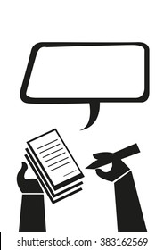 Hand Take Notes or Writes a Ticket Violation concept. Editable Clip Art.