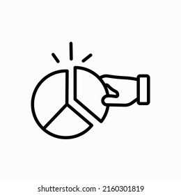 Hand take part from pie chart icon.