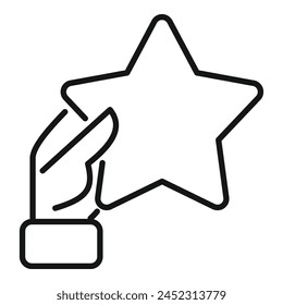 Hand take star icon outline vector. Take leader chance. Achieve prize