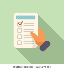 Hand take test result icon flat vector. Rapid sample. Digital clinic