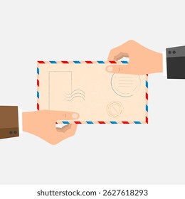 Hand takes out an envelope with a notification of an unread message from an smartphone. Email security protection, safety system to defend cyber attack, spam. Flat vector illustration