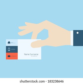 Hand Taking Business Card