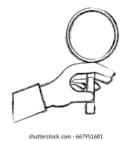 hand taking magnifying glass