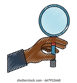 hand taking magnifying glass