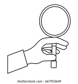 hand taking magnifying glass