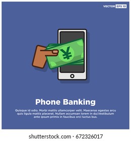 Hand Taking Out Yen Bill From Phone Online Banking Concept