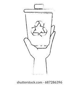 hand taking recycle bin