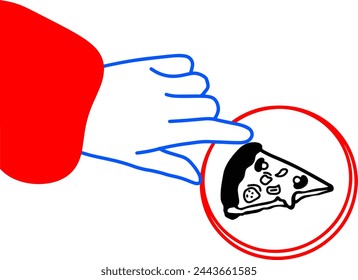 Hand Taking Slice of Pizza Vector Illustration