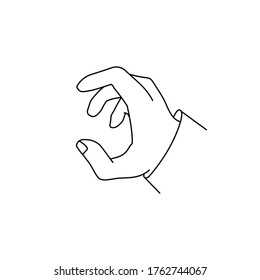 Hand taking something outline icon isolated white background