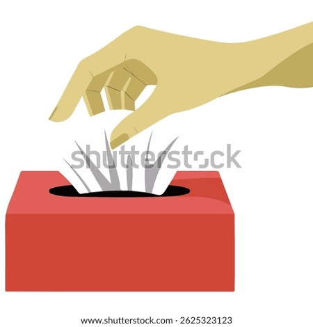 hand taking tissue box hygiene isolated vector illustration on white background