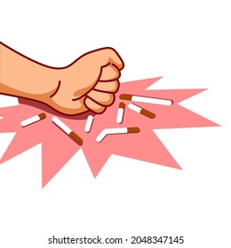 Hand tampered illegal cigarette illustration . Flat design style.Web site page and mobile app design vector element.