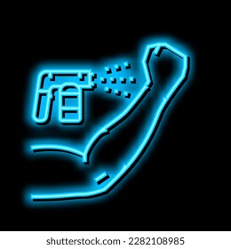 Hand tan Farbe Neon Leuchtzeichen, Vektorgrafik. handbraune Farbgrafik