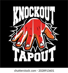 Hand Tapout, Knockout MMA Vector Template, Design element for logo, poster, card, banner, emblem, t shirt. Vector illustration