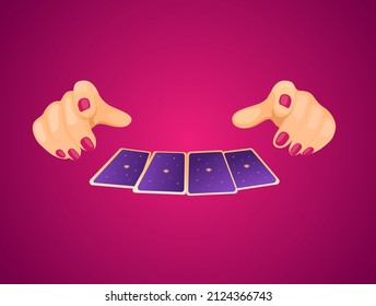 Hand with tarot card fortune teller symbol cartoon illustration vector