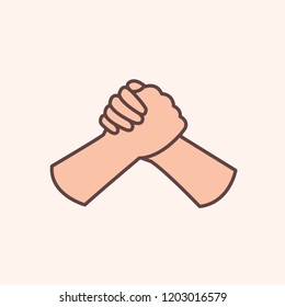 Hand teamwork line concept.