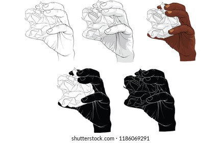 
hand tearing and crooking paper, vector
