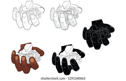 hand tearing and crooking paper, vector